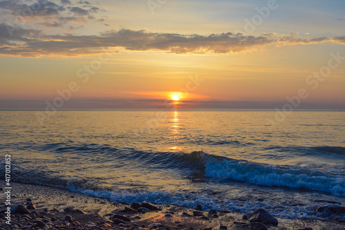 sunset on the beach. Sakhalin Island Russia