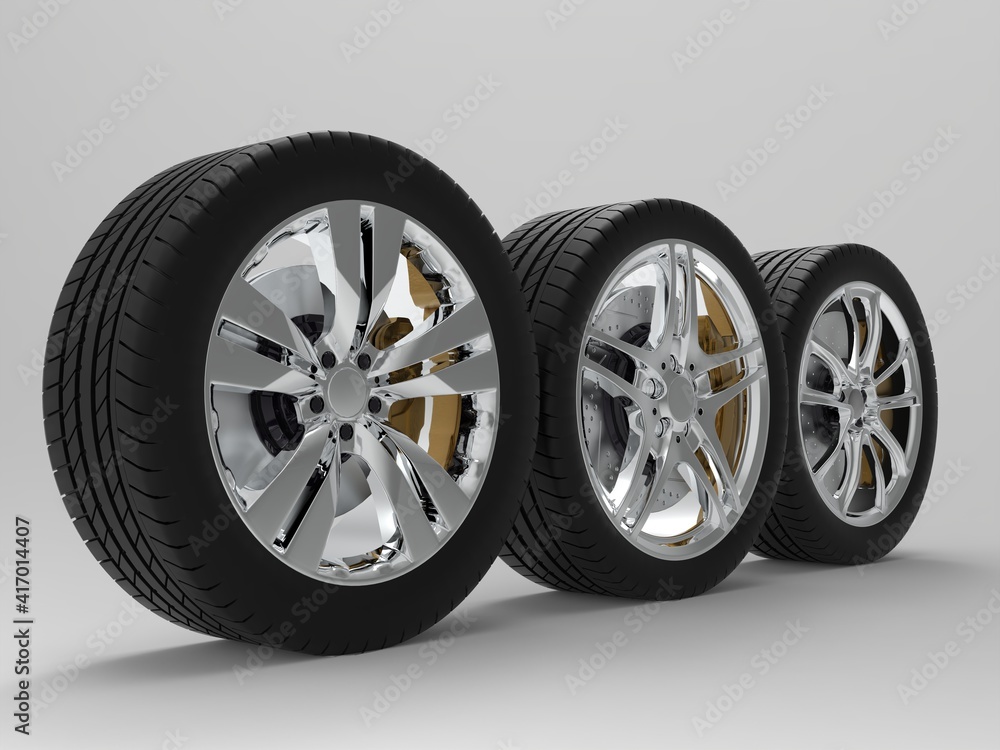 Obraz premium auto wheels on a light background. 3d render