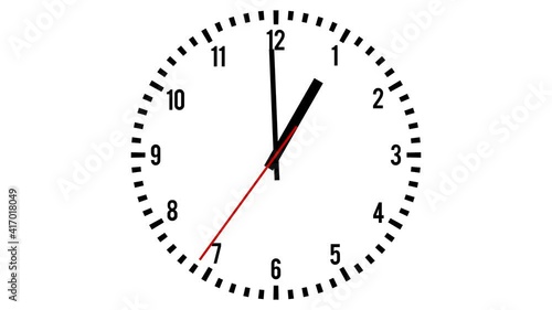 Analog Clock 1 Minute from 12:59:31 to 13:00:30