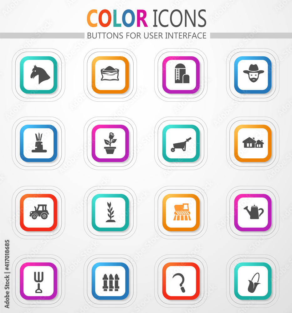 Agriculture and food production icon set Agriculture and food production icon set
