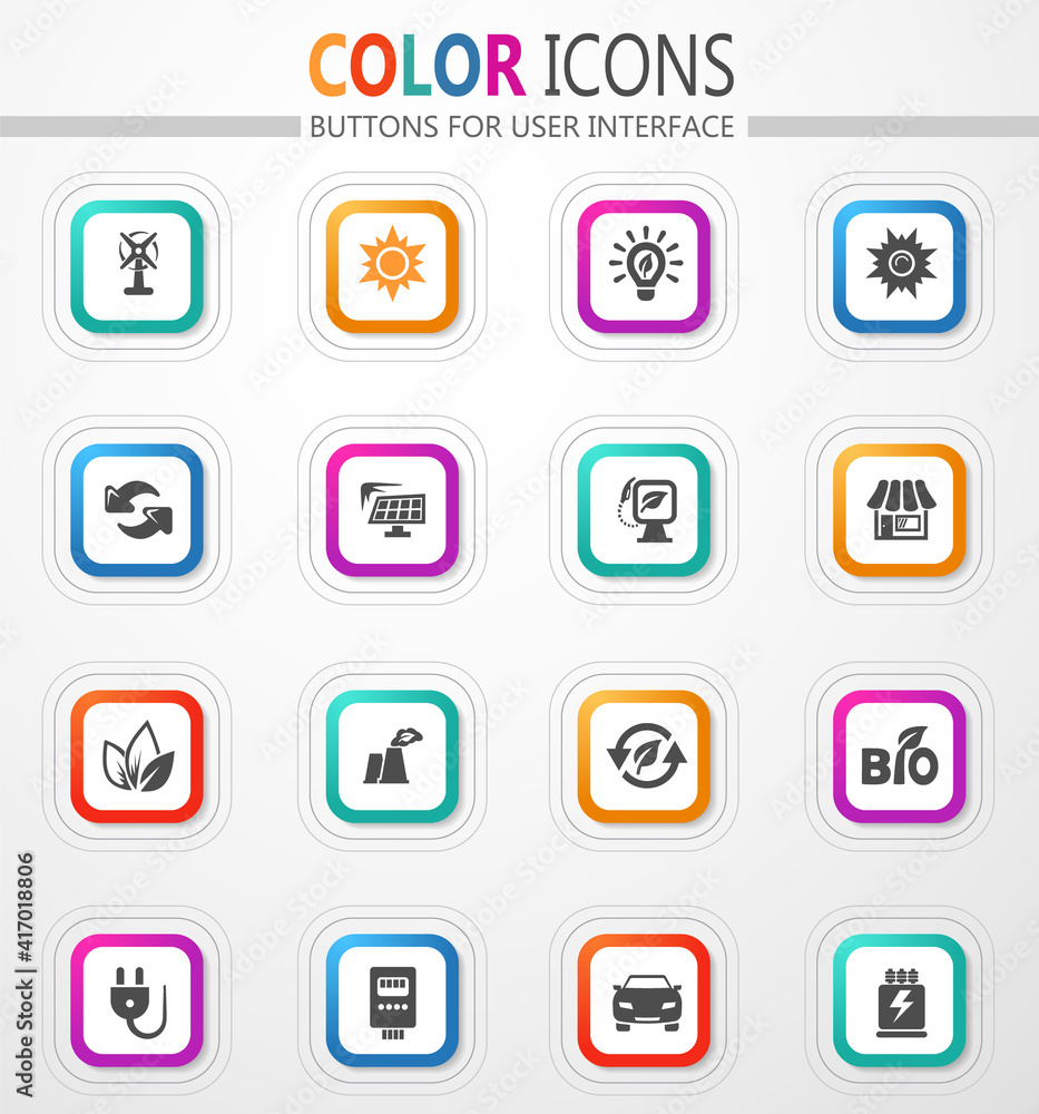 Alternative energy and power generation icon set Alternative energy and power generation icon set