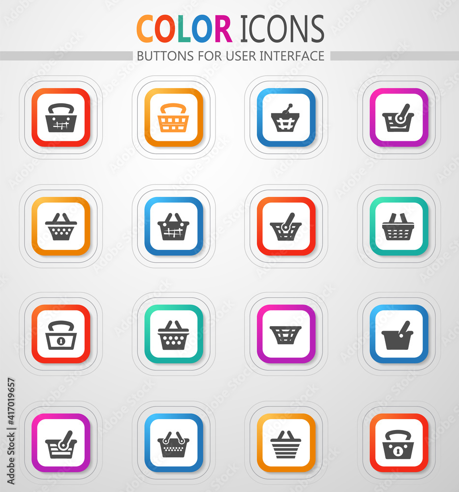 Shopping baskets and carts icon set Shopping baskets and carts icon set