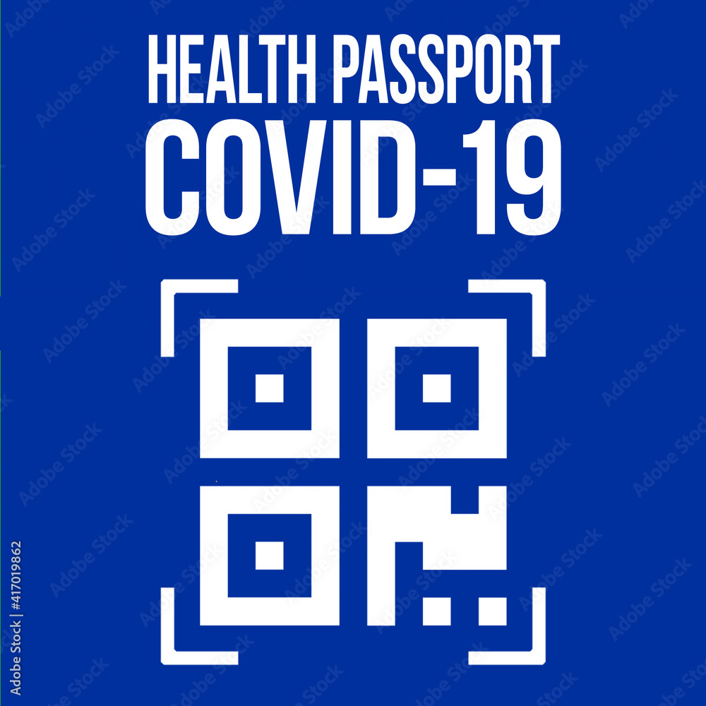 Health passport concept illustration with QR-code, exmaple Health passport concept illustration with QR-code, exmaple