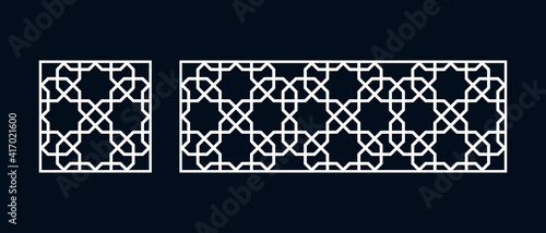 Set of templates Islamic pattern for laser cutting or paper cut. Vector illustration.