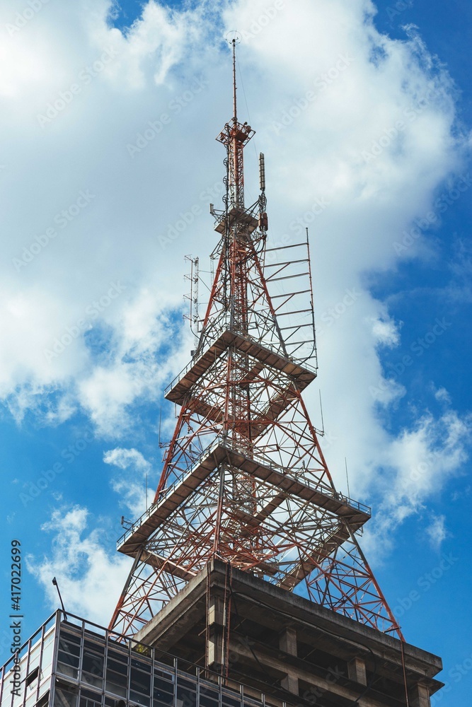 telecommunication tower on a sky