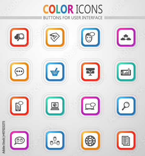 Data analytic and social network icons set
