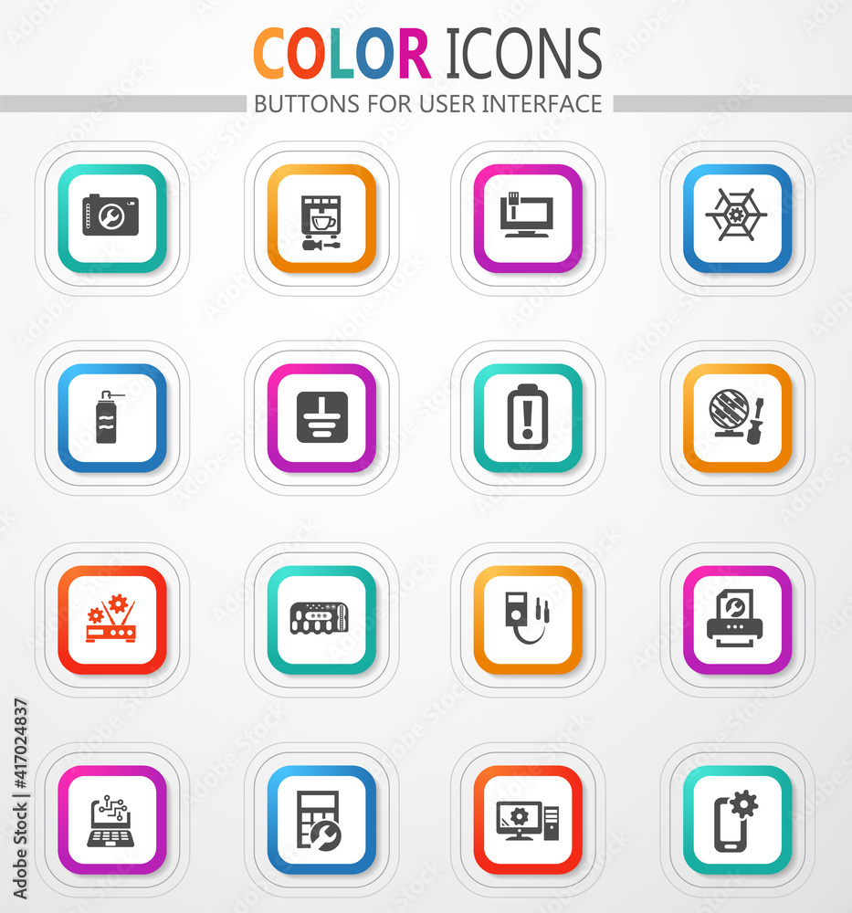 Electronic repair icons set Electronic repair icons set