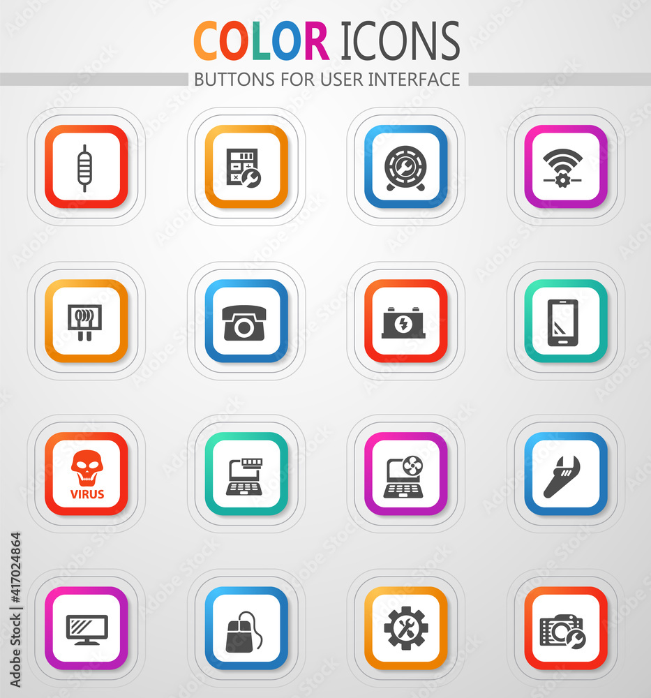 Electronic repair icons set Electronic repair icons set