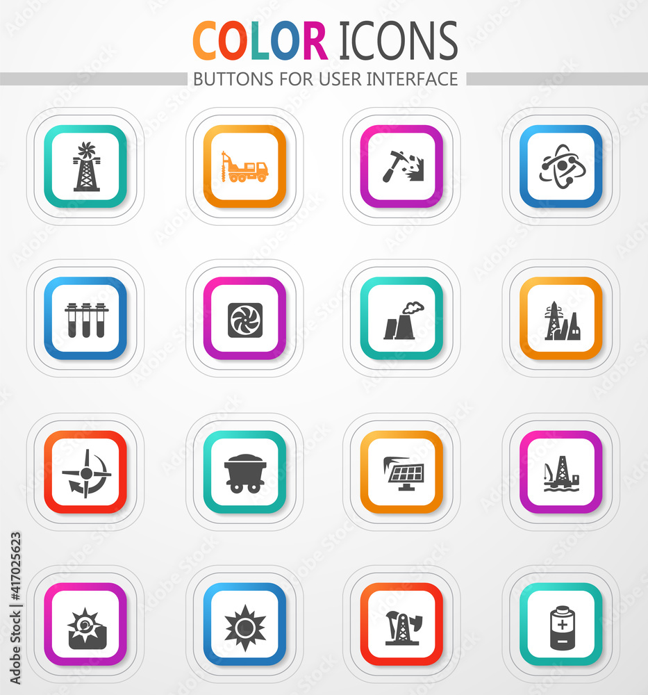 Fuel Power generation icons set Fuel Power generation icons set