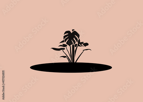 palm tree on the island, summer and holiday graphics