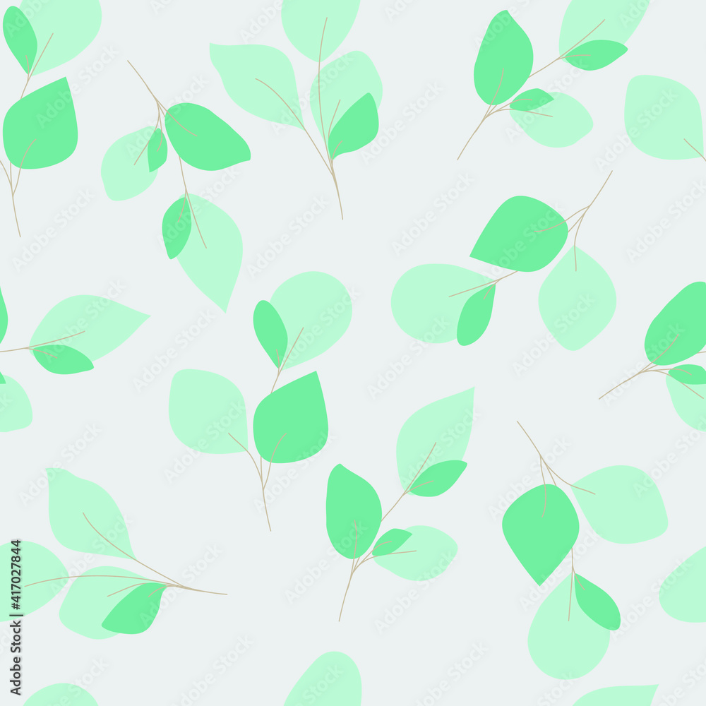 Seamless eucalyptus repeat pattern. Floral design with branches and leaves.  Beautiful, perfect and elegant for textile prints, invites, wallpaper, pack, wrapping paper printing