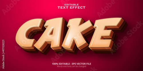 Cake text effect, cartoon style editable text effect