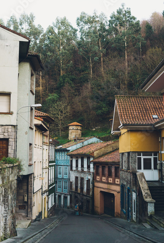 street in colorful town in asturias © CarlosMario