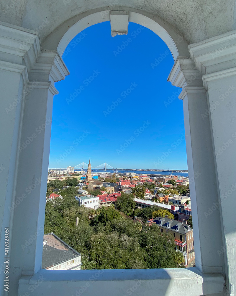 Obraz premium A View of Charleston, South Carolina from the Steeple of St. Michael's Church