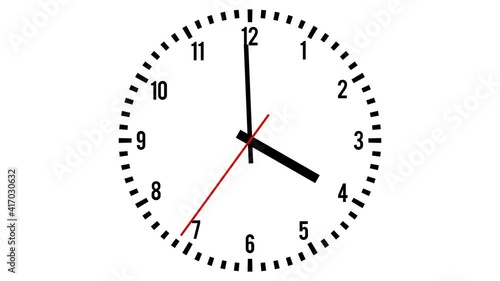 Analog Clock 1 Minute from 15:59:30 to 16:00:29