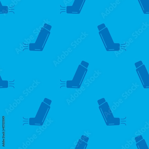 Vector illustration. Inhaler isolated on a blue background. Seamless patterns.