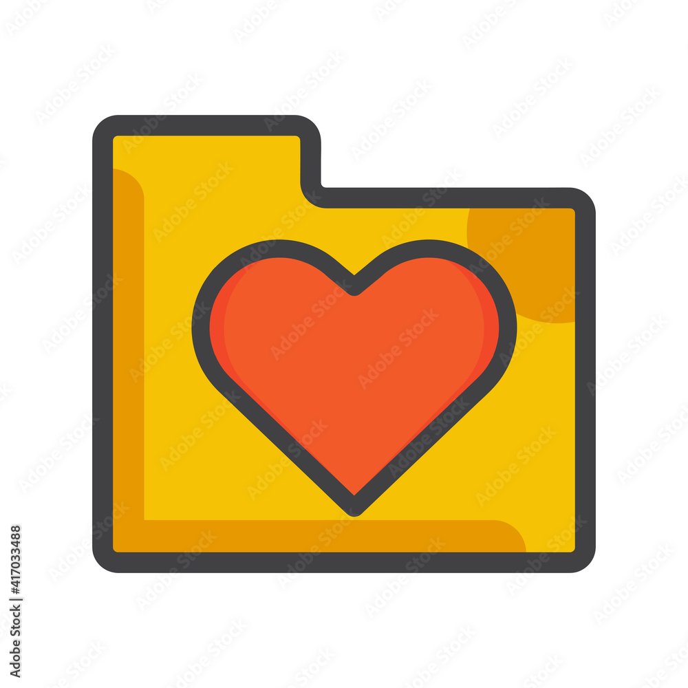 file folder with love icon. file folder illustration. Flat vector icon. can use for, icon design element,ui, web, mobile app.