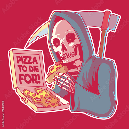 Pizza to Die for vector illustration. Fast food, brand, logo, design concept.