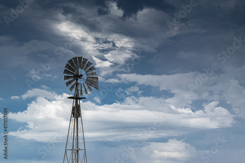 Windmill in a rural environment in Buenos Aires province, Argentina