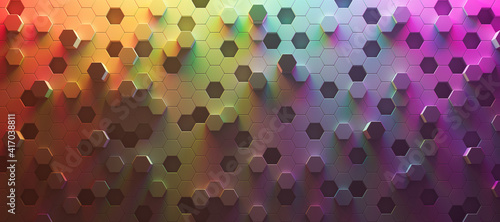 Bilde på lerret rainbow colors hexagons modern background 3d render 3d illustration