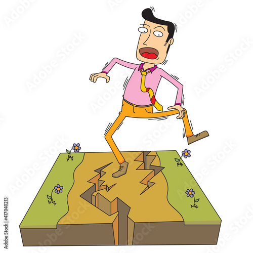 man afraid of earth quake