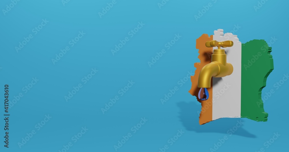 Water crisis and dry season in Ivory Coast for infographics and social media content in 3D rendering Water crisis and dry season in Ivory Coast for infographics and social media content in 3D rendering