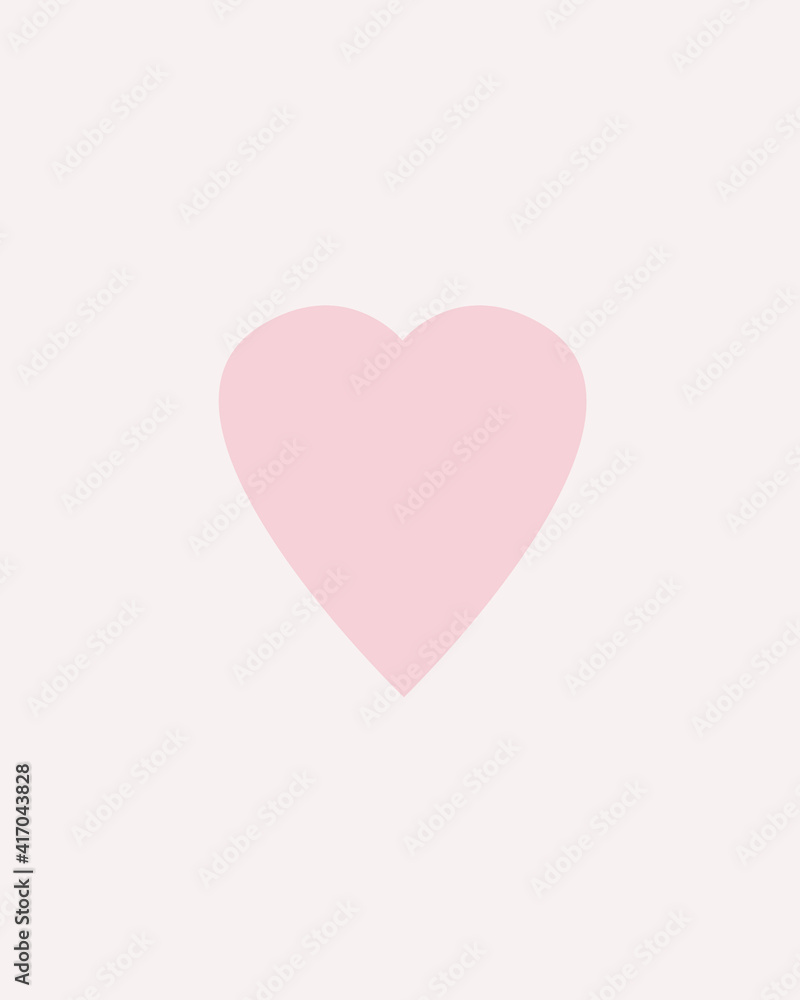Pink heart. Illustration for a child room. Wall art. Digital and minimal art. Design in pink. Child book.