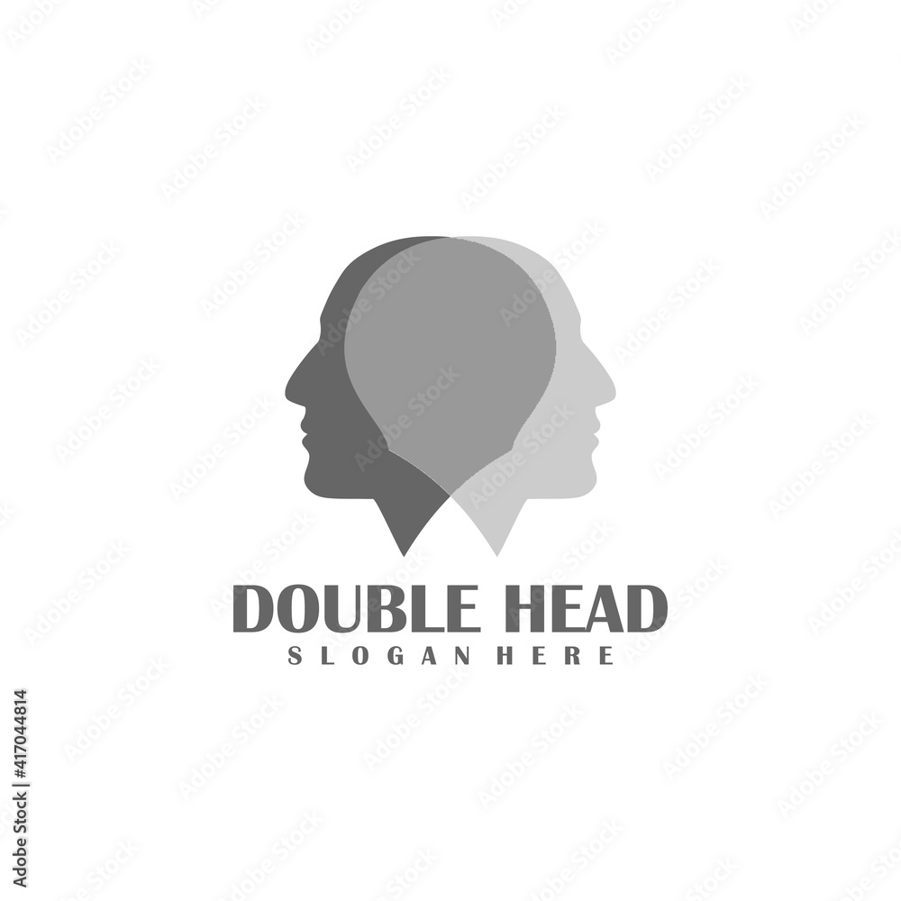 creative double human head logo vector