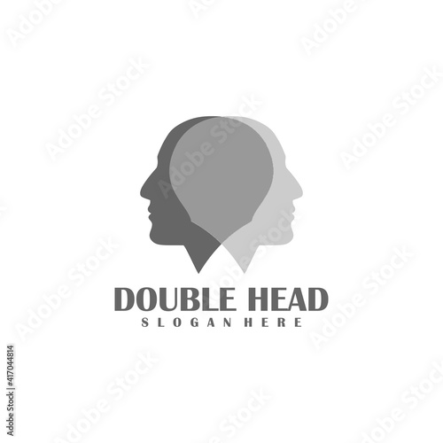 creative double human head logo vector