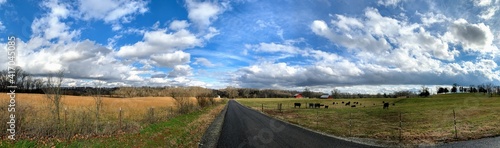 country road panorama clouds 