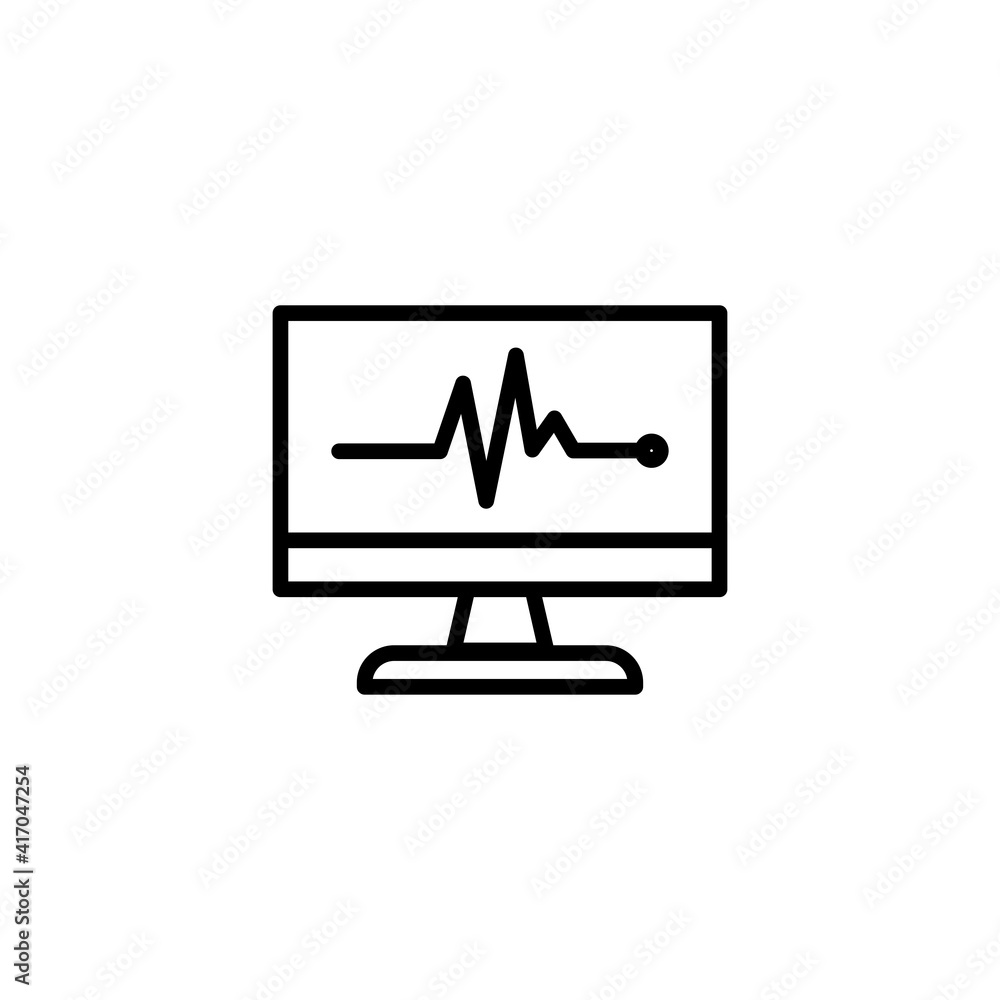 Φωτογραφία Heartbeat monitoring icon, cardiogram monitor vector