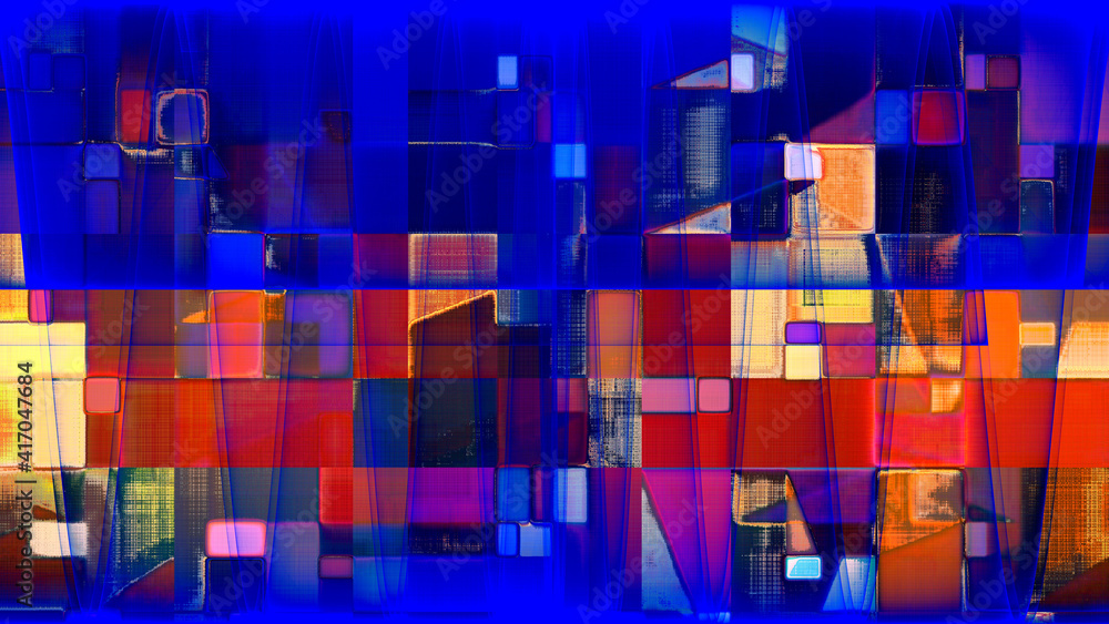 Rendu d'un travail numérique, composition abstraite, géométrique, rythmée par les couleurs. Rendu d'un travail numérique, composition abstraite, géométrique, rythmée par les couleurs.
