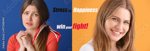 Comparison portrait of sad ...