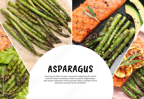 Collage of cooked asparagus...