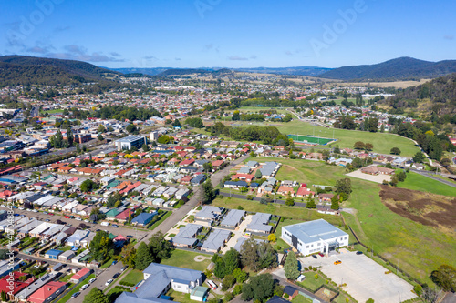 Aerial view of residential housing in a regional town in Australia