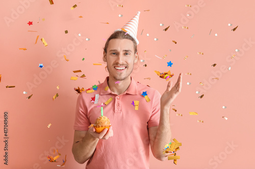 Happy man celebrating birth...