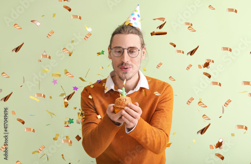 Happy man celebrating birth...