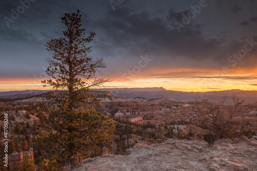 dramatic sunrise in Bryce Canyon National Park in Utah