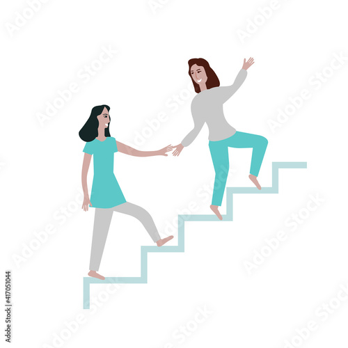 Two women and stairs