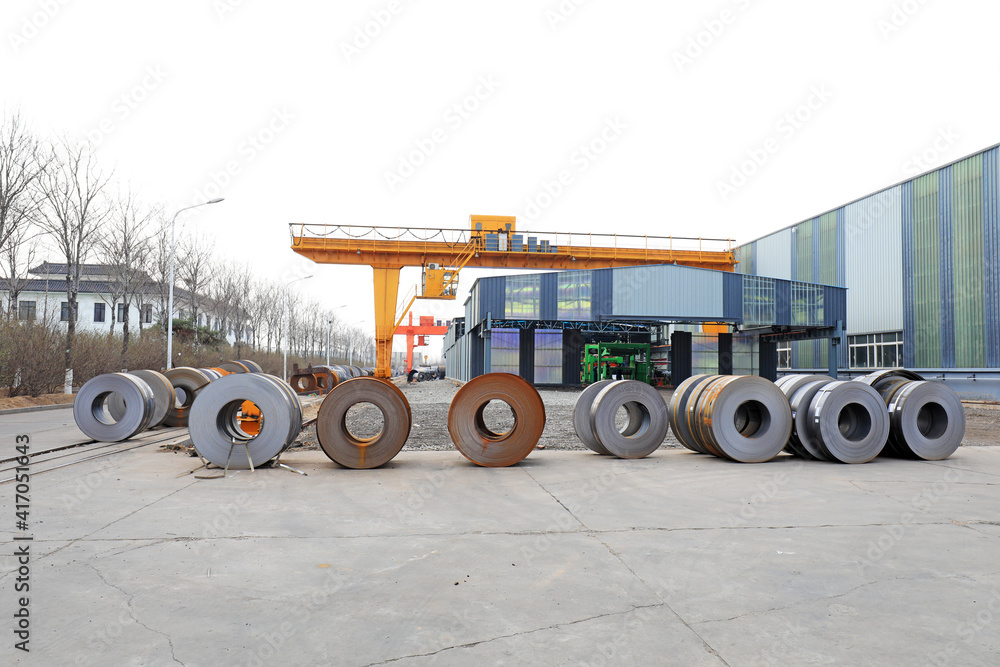 Obraz premium Coils of steel are in the factory
