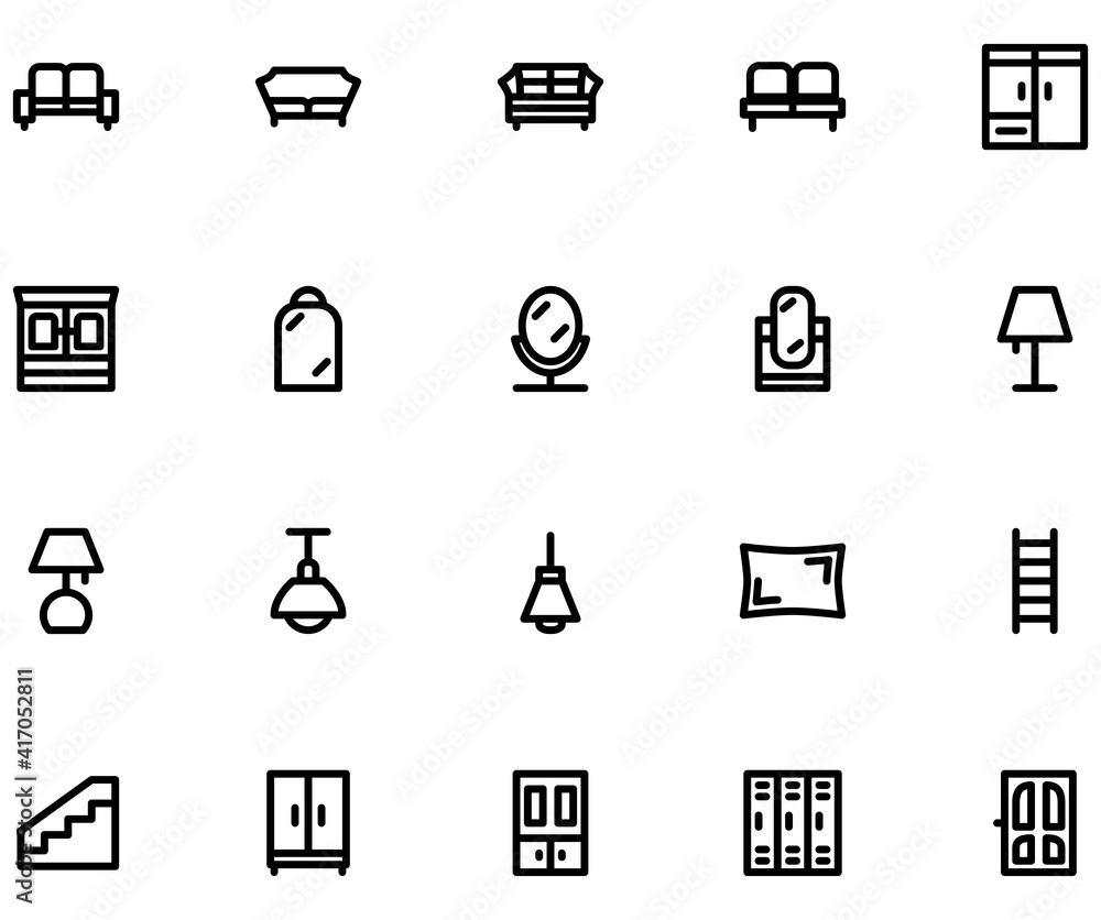 furniture icon set line style vector