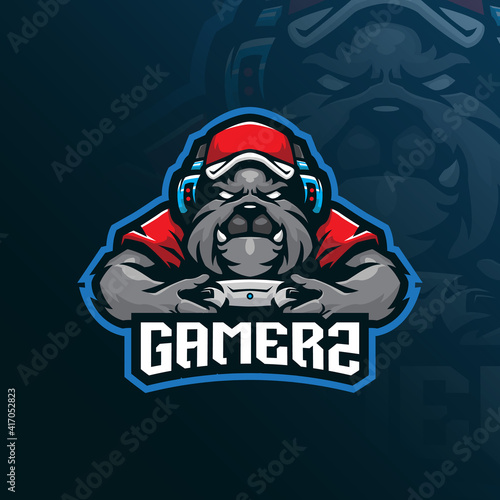 gamer mascot logo design vector with modern illustration concept style for badge, emblem and t shirt printing. angry dog illustration for sport team.