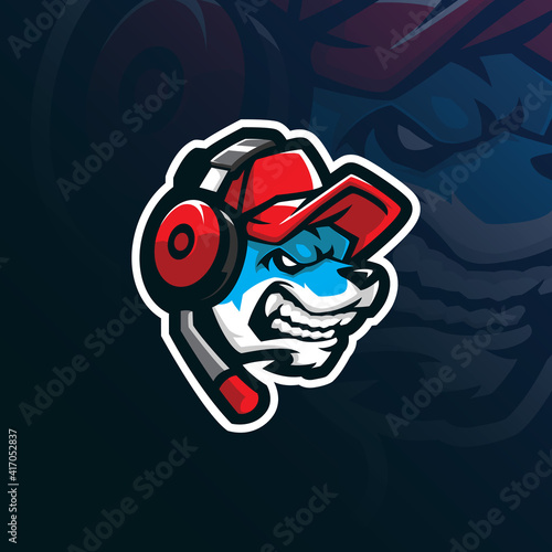 gamer mascot logo design vector with modern illustration concept style for badge, emblem and t shirt printing. angry dog illustration for sport team.