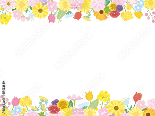 花　フラワー　春の花　フレーム　枠　イラスト素材