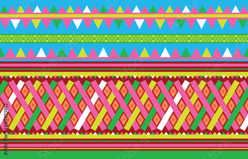 Colorful tribal geometric pattern Ethnic vector textures, traditional ornaments, designs for pattern fabrics, rugs, backgrounds, skirts, cushions and more. Hmong textile.