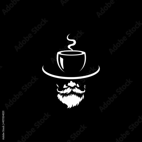 illustration of man wearing hat shaped of coffee cup
