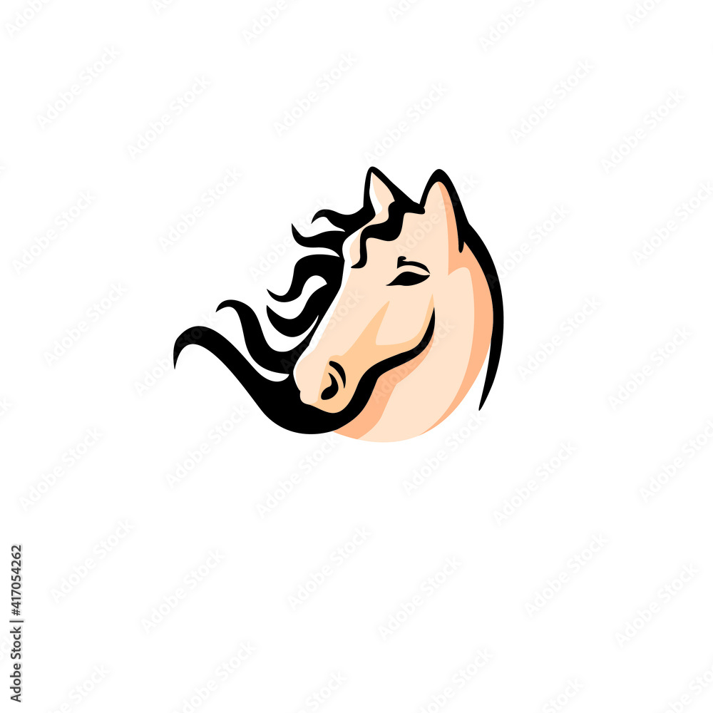 Vector mascot, cartoon of horse, icons and logo design elements
