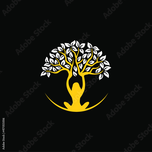 Abstract Human tree logo. Unique Tree Vector illustration 
with circle and abstract woman shape.
