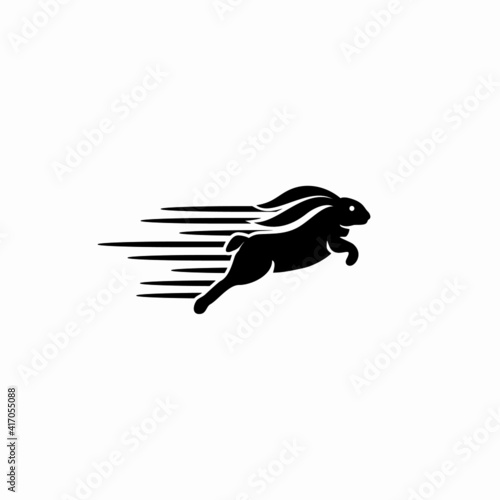 rabbit jump flash logo vector illustration
