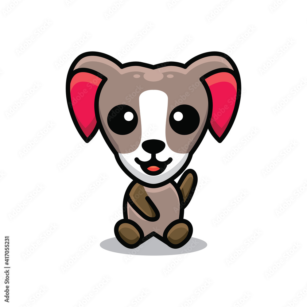 Naklejka premium Simple Mascot Logo Design Dog. Abstract emblems, design concepts, logos, logo type elements